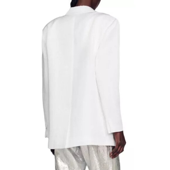 NEW Sandro Alicia WHITE LINEN Blazer SIZE 34/ XS - Picture 2 of 11